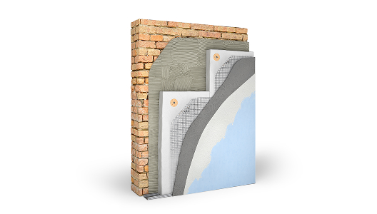 Exterior wall insulation system installed to improve home energy efficiency and thermal performance.